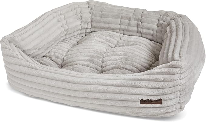 Jax & Bones Dog Napper - Luna Grey Machine Washable Bed for Dogs - Extra Heavy Duty Bolstered Sides - Medium Grey Dog Mat | 35 x 27 Inches