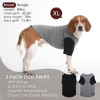2 Pack X-Large Dog Shirts - Breathable Lightweight Basic Tees, Durable Moisture-Wicking Clothes for Beagle, Bullmastiff, Sleep Hot Summer Day Outdoor Activities, Travel, Seaside, GreyBlack