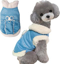 Jecikelon Bowtie Dog Cold Weather Coat Fleece Lining Warm Pet Puppy Turtleneck Dogs Winter Clothes for Small Dogs with D-Ring (Blue, Large)