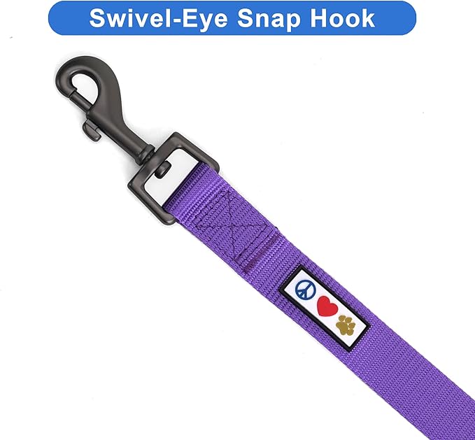 Pawtitas 6 FT Solid Color Leash for Puppy - Comfortable Handle Dog Training Leash - Extra Small/Small - Purple