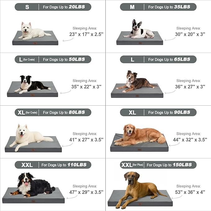Outdoor Extra Large Dog Bed, Jumbo Waterproof Dog Bed for Large Dogs, Orthopedic Egg Crate Foam Pet Mat with Removable Oxford Cooling Cover, Grey