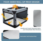 Pettycare 30 Inch Collapsible Dog Crate for Medium Dogs, 4-Door Foldable Soft Dog Kennel with Chew Proof Mesh Windows, Indoor & Outdoor Travel Dog Crate
