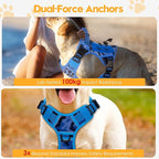 Heavy-Duty Tactical Dog Harness for Large Dogs, No Pull Adjustable Reflective Pet Vest with Molle System, K9 Military-Grade Control for Service Training, Outdoor & 10+ Breeds, Blue Camo, Medium