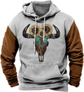 HOTYD Mens Western Aztec Sweatshirts Long Sleeve Fall Fashion Drawstring Pullover Vintage Graphic Cowboy Hoodie for Men