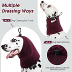 ROZKITCH Dog Shirt with Hoodie Dog Ears Cover 2 in 1, Soft Lightweight Dog Striped T Shirt Pullover Dog Tank with Detachable Ear Wrap, Dog Hoodie Tshirt Dog Boy Girl, Stretchy Sweater WineRed L