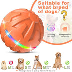 Dog Toys Dog Ball, Durable Motion Active Rolling Balls with Remote Control LED Light, Rubber Peppy Pet Balls for Medium Large Dogs, USB Rechargeable, 3.2-in Diameter (Orange)