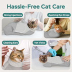 Self-Adhesive Cat Grooming Wrap, Cozy Cat Wrap for Cutting Nails, Breathable Anti-Scratch Cat Swaddle Bag for Brushing, Ear Cleaning, Dental Care, Medication, Injections,Grey L