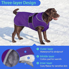 MIGOHI Reflective Dog Coat, Waterproof Winter Jacket, Fleece Lined, Small, Purple