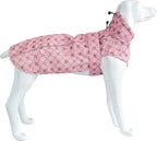 Adjustable Waterproof Dog Raincoat for Dogs,Lightweight Pet Rain Jacket Puppy Clothes with Reflective Strip for Small Medium Large Dogs(3X-Large,Gold Cheery Blossoms Pink)
