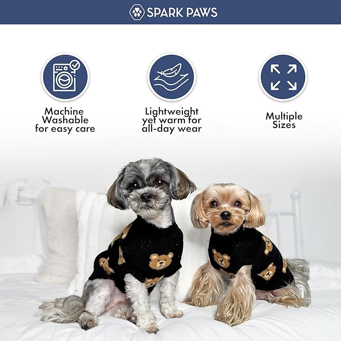 Spark Paws Knit Dog Sweater – Ultra Soft Warm Winter Dog Sweater for Small, Medium & Large Dogs – Stretch Fit Pet Sweater for French Bulldog, Pitbull, Girl & Boy Dogs Jacket, (Broken Teddy, M)