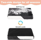 Bedfolks Waterproof Dog Crate Bed,Plush Dog Bed with Removable Washable Cover,Faux Fur Dog Crate Pad for Small Dogs and Cats,Fluffy Dog Kennel Bed 23"x18",Black-White Cowhide