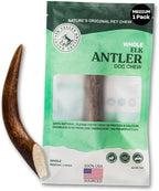 Mountain Valley Elk Antlers for Dogs - 100% Natural & Organic Chew for Aggressive Chewers, No Odor, No Mess, Long Lasting - Wild-Foraged Naturally Shed Antlers in USA - Grade A, Whole Medium (1 Pack)