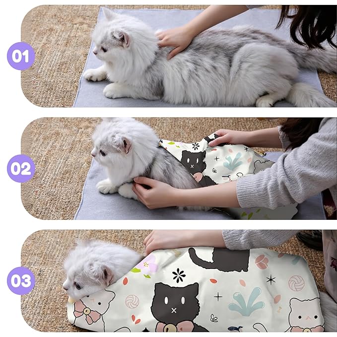 27.6"Cat Grooming Wrap (for nail trimming and veterinary care) - Large-Scale Anti-Escape Cat Containment Device- Multifunctional pet grooming essential, (C3 Suitable for 15 lbs)