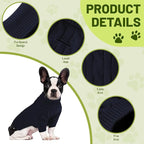 Small Dog Thermal Pullover Sweater, Classic Turtleneck Cable Knitwear Dog Clothes for Cold Weather Warm Pet Clothes for Chihuahua, Bulldog, Dachshund, Pug Navy Medium