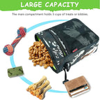Dog Treat Pouch - 3 Ways to Wear Treat Pouches for Pet Training and 2 Pieces Clicker Taining for Dogs, Dog Training Treat Pouch Bag and Dog Clicker for Training with Waist Belt Shoulder Strap - Camo