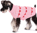 KOOLTAIL Cable Knit Dog Sweater Turtleneck, Cold Weather Pullover Classic Knitwear, Snowflake Pattern Thick Warm Winter Pet Clothes,Dog Christmas Sweater for Small Medium Large Dogs,Pink Heart S