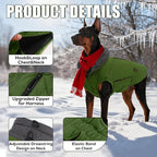EMUST Dog Jackets for Winter, Cold Weather Coats for Dogs, Soft Winter Jackets for Medium Large Dogs, Pet Vest for Small Medium Large Dogs, Green, L