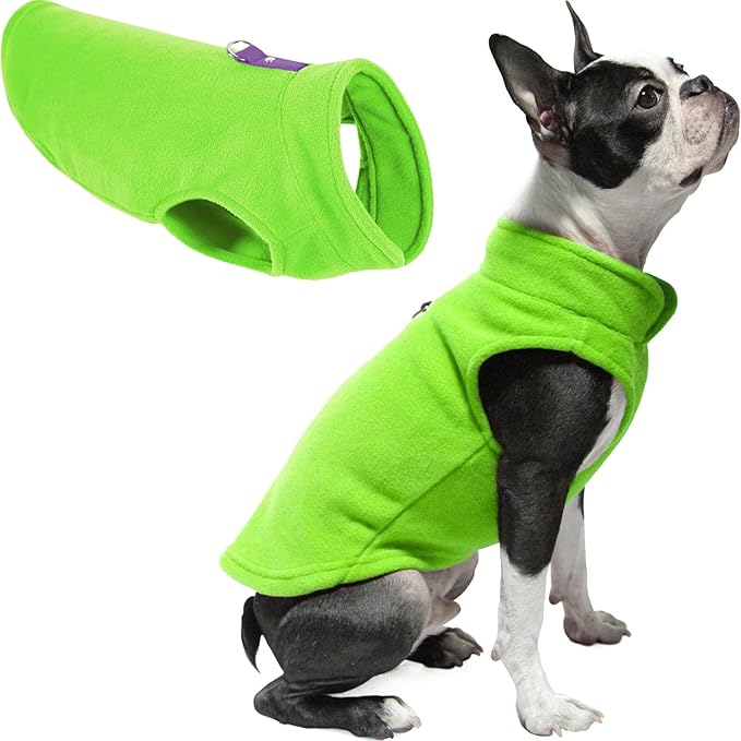 Gooby - Fleece Vest, Small Dog Pullover Fleece Jacket with Leash Ring, Lime, Small