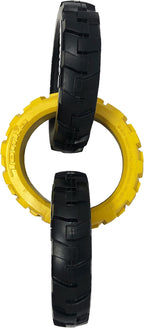 Tonka Rubber 3-Ring Tug Dog Toy, Lightweight, Durable and Water Resistant, 7.5 Inches, for Medium/Large Breeds, Single Unit, Yellow/Black