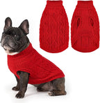 PUPTECK Dog Sweater, Turtleneck Warm Knitted Pullover Coat, Thick Cable Knitwear Clothes in Winter, Pet Apparel Outfits for Small Medium Dogs, for Cold Weather Indoor & Outdoor, Red SM