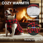 VIVAGLORY Softjoy Dog Coat, Dog Jacket for Winter & Christmas, Coat with Harness Hole & Velcro Closure, Reversible Plaid Checkered Warm Fluffy Heavy Duty for Puppy, XL, Red Black