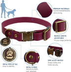 Wisedog Dog Collar and Leash Set, Waterproof Adjustable Puppy Collars with Cute Tag 6FT Dog Leash with Poop Bag for Small Medium Large Dogs (S, Burgundy)