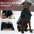 Large Dog Jacket Waterproof Warm Dog Winter Coats with Harness Hole Turtleneck Reflective Snowsuit Adjustable Fleece Coat for Dogs French Bulldog, Green L