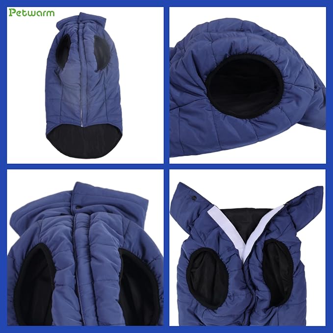 PetWarm Reversible Dog Cold Weather Coats, Waterproof Dog Puffer Vest, Vest for Dogs with Hook-and-Loop Strap, Windproof Outdoor Coat for Winter Walks and Snowy Days, Blue, L