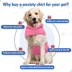 X-Large Dog Fireworks Anxiety Vest with Adjustable Chest,Hood Neck Wraps,Soft Lightweight Calming Shirt for Storms,Lightning,Separation,Home Alone(Rose)