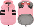 Peferhouse Medium Dog Winter Coat - Warm, Windproof Reflective Jacket with Harness Hole - Thick Dog Vest - Pink