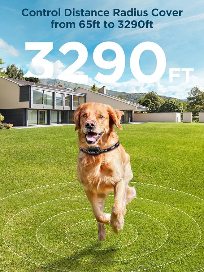 Wireless Dog Fence, GPS Wireless Dog Collar with 3 Correction Modes, Pet Containment System with AI Smart Signal, Electric Dog Fence Collar for Outdoor Use Only.