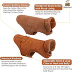 Queenmore Warm Coat for Cold Weather, Quilted Winter Jacket With Ultra Thick Plush Lining and Storage Pockets (Brown, X-Large)