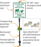SmartSign It’s Law Clean Up After Your Dog Maximum Fine $250 Yard Sign & Clip-On Plastic Dispenser Combo/Kit, 10"x12" Aluminum Sign with 3ft Stake, Compact Dispenser Preloaded with a 15 Poop Bags Roll