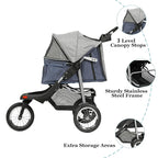 VIAGDO Premium Heavy Duty Dog Stroller for Small Medium Dogs & Cats, 3-Wheel Pet Strollers, Foldable Cat Stroller with Suspension System/Link Brake/One-Hand Fold, Max. Loading 55 LBS