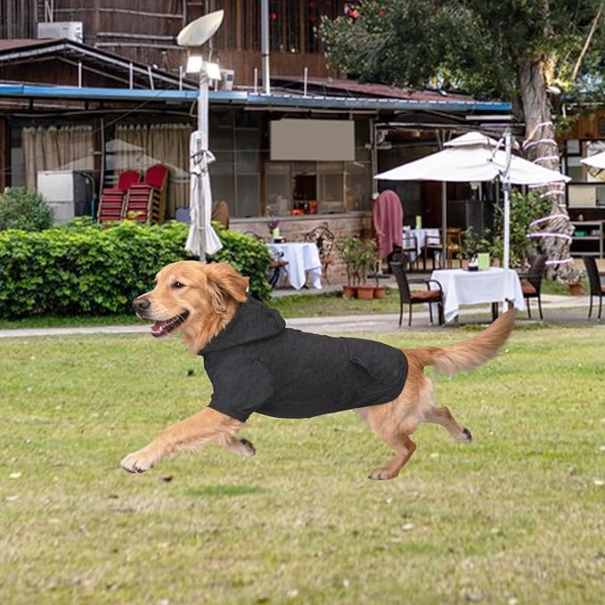 Basic Dog Hoodie Sweatshirts, Pet Clothes Hoodies Sweater with Hat and Leash Hole, Soft Cotton Outfit Coat for Large Medium Small Dogs, Dark Grey (X-Large)