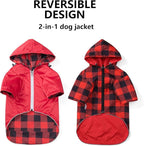 Dog Raincoat Dogs Waterproof Reversible rain Jacket Dog Small Medium Breeds Reflective Zipper Storage Pocket Harness Hole - Red - XS