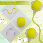 Interactive Cat Dog Toy Ball: Indoor Small Automatic Moving Smart Rolling Fun Pet Game with Led Light and String Tail for Motion Activated, Cute Kitten Puppy Present, Exercise Wheel Supplies (Yellow)