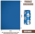 Parisian Pet Ecofriendly Dog Poop Bags Rolls - 320 Count Unscented Poop Bags For Dogs - Leakproof, Extra Thick, 16 Dog Waste Bags Refill Rolls - Blue Doggie Poop Bags - Fits All Dispenser