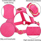 No Pull Dog Harness- Lightweight, Soft, Adjustable Small Harness Collar and Leash Set, Suitable for Cats Puppy Small and Medium-Sized Dog Outdoor Training and Running (hotpink, XXS)