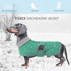 Geyecete Dachshund Sweaters for Dogs, Dachshund Coat Perfect Winter Coat with Padded Fleece Lining and High Collar, Dog Snowsuit with Adjustable Bands - Green - S