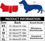 Geyecete Dachshund Sweaters - Dachshund Dog Jacket, Winter Coat with Padded Fleece Lining, High Collar, Snowsuit with Adjustable Bands - Red, XS