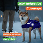 Joyride Harness FrostFlex Dog Winter Jacket - Fleece Lined & Water-Resistant - Snowsuit with Pockets for Treats & Poop Bags - Durable Cold Weather Dog Coat - Blue Serenity-XL