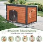 Outdoor Dog House with Door Weatherproof Dog Kennel Chew-Proof Metal Frame Openable Roof for Easy Cleaning