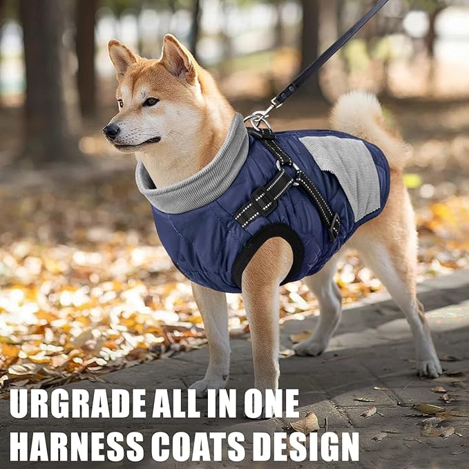 Mosucoirl Warm Dog Coats Pet Clothes, Waterproof Dogs Jacket Reflective Pet Outfits Winter Dog Cold Weather Coat Cozy Snow Jackets Vest for Small Medium Large Dogs Puppy Doggie (NavyBlue, XL)