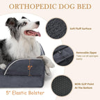 Comfort Expression Orthopedic Dog Bed for Extra Large Dogs 53x42 Inch, Waterproof Egg Crate Foam XXL Pet Bed with Removable Bolsters, Dog Couch with Washable Cover & Non-Slip Bottom, Dark Grey