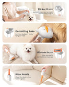 Vacuum Dog Brush for Shedding, 4-in-1 Self Cleaning Slicker Brush for Dogs& Undercoat Rake for Dogs, Deshedding Grooming Tool, Anti-Static, Massage, Cleaning, Shedding & Combing All In One!
