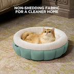 BALANCE Cat Beds for Indoor Cats, Washable Round Cat Bed, Cute Kitten Bed with Anti-Slip Bottom for Kitty and Puppy, 23 Inches, Granite Green
