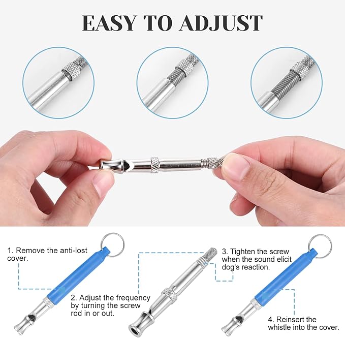 2 Pack Dog Whistle to Stop Barking Neighbors Dog, Professional Adjustable Ultrasonic Silent Dog Whistle for Dog Training Whistle for Recall or Scare Dogs Away with Lanyard (Blue & Red)