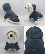 Pet Warm Dog Coat for Winter Dog Clothes Hooded Dog Jacket for Small Puppies Medium Large Dog Cat Clothes Insulated Padded Snow Jacket for Cold Weather Faux Fur (X-Large, Slate Blue)