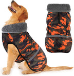 Dogcheer Warm Dog Coat, Waterproof Dog Jacket Christmas Puppy Winter Coat with Buckle, Reflective Adjustable Pet Snow Jacket Turtleneck Fleece Sweater for Small Medium Large Dogs - Orange Camo, S